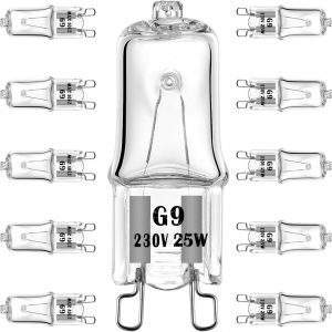Ampoule Halogène G9 25w 230v Ampoules De Remplacement À Base À 2 Broches, Intensité Variable, Blanc Chaud (Paquet De 10)[Classe Énergétique C] - Neuf