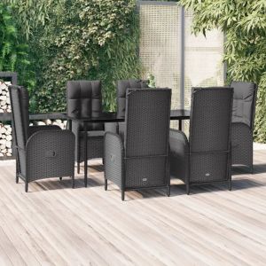 Prolenta Premium - Ensemble &Agrave; Manger De Jardin Coussins 7pcs Noir R&eacute;sine Tress&eacute;e - Neuf