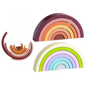 Blocs empilables Rainbow Stacker - Jouet d'apprentissage Montessori pour tout-petits et enfants d'&acirc;ge pr&eacute;scolaire - Neuf