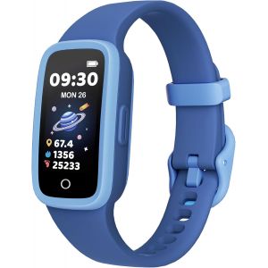 JGD-Montre Connect&eacute;e Enfants avec &Eacute;cran AMOLED, Tracker d'Activit&eacute; sans T&eacute;l&eacute;phone, Moniteur de Fr&eacute;quence Cardiaque et Sommeil, &Eacute;tanche 3ATM, Podom&egrave;tre, Alarme, 3 Jeux pour Gar&ccedil;ons 5-10 Ans - Neuf