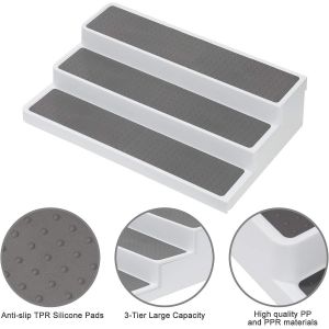 Cheng-&Eacute;tag&egrave;re &Agrave; &Eacute;pices &Agrave; 3 Niveaux, Organisateur De Placard, &Eacute;tag&egrave;res De Rangement Antid&eacute;rapantes Pour Cuisine, Salle De Bain, Garde-Manger, Armoire D'armoire (Bw) - Neuf