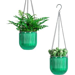 ERYI-Lot De 2 Pots De Fleurs Suspendus De 13,5 Cm - Pour L'Extérieur - Pot De Fleurs Suspendu À L'Intérieur - Pot De Fleurs Suspendu Pour Plantes - Neuf