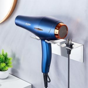 KALANKA-Porte Sèche Cheveux, Support de Seche Cheveux Mural sans Percage, Support Seche Cheveux Inoxydable, Auto-adhésif Porte Sèche Cheveux et Lisseur pour Salle de Bain, Salon de Coiffure - Neuf