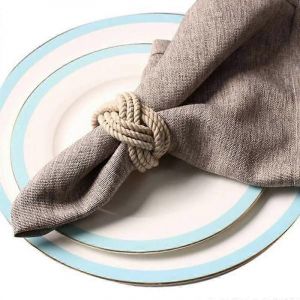 12Pcs Serviette en jute naturel boucle cordon tiss&eacute; serviette boucle Boucle de serviette filaire cir&eacute; ficelle boucle de serviette - Neuf