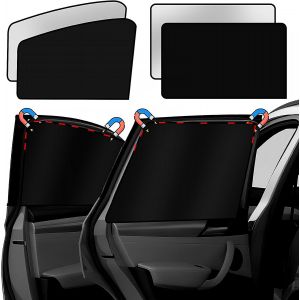 Lbgwp60-Lot De 4 Rideaux De Protection Solaire Pour Voiture - Magnétique - Avec Protection Uv - Protection De La Vie Privée - Universel - Convient À La Plupart Des Voitures - Neuf