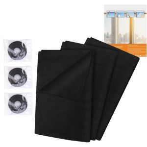 Moustiquaires Pour Fenêtre 3 Paquets, Insect Stop Filet Anti-Moustiques Adhésif, 130 cm x 150 cm, Moustiquaire avec Ruban Auto Agrippant (10mm Wdie), Noir - Neuf