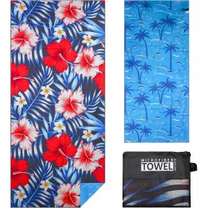Kal-Serviette De Plage 180x80cm Serviette Microfibre Anti Sable Drap De Plage Grande Serviette Piscine Séchage Rapide Couverture De Plage Fine Pour Femme Homme(Fleur Rouge) - Neuf