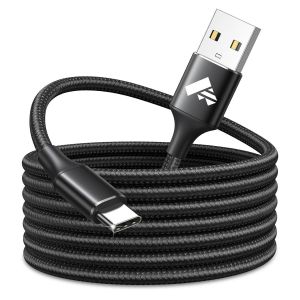 KALANKA-C&acirc;ble USB C 3M, Extra Long C&acirc;ble USB C Charge Rapide Nylon Chargeur Cable USB vers USB C Chargeur Type C Charge Rapide pour Samsung Galaxy A55 A54 S25 S24 S23 S22 S10 Ultra Pixel PS5 Xiaomi - Neuf