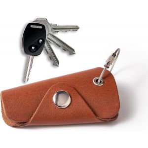 Organisateur de clés de poche Porte-clés en cuir véritable Housse de protection 100 % cuir véritable - Neuf
