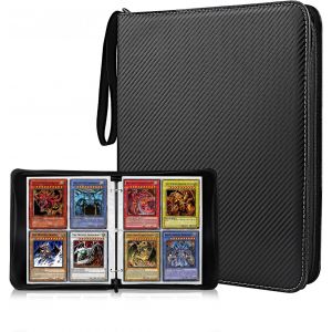 Mdy-400 Pochette Carte, 50 Pages Porte Carte À Collectionner, Album De Cartes À Collectionner Avec Fermeture Zippée, Album Classeur Pour Cartes À Collectionner, Jeux De Cartes, Trading Card (Noir) - Neuf