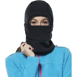 Cagoule D'hiver Polaire Noire Pour Femme Et Enfant, Masque De Ski, Bonnet, Écharpe Thermique Pour Temps Froid - Neuf