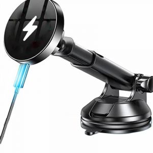 chargeur de voiture sans fil pour pare-brise de tableau de bord,support de t&eacute;l&eacute;phone magn&eacute;tique puissant pour iPhone s&eacute;rie 16 15 14 13 12 Black - Neuf