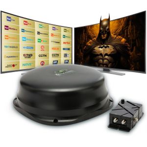 MEVRONISSHOP-MOSCATELLI Antenne TV Omnidirectionnelle pour Camping-Car DVB-T/T2 Int&eacute;rieur/Ext&eacute;rieur 12/24/220V avec Filtre LTE 4G, Amplificateur Antenne TV et C&acirc;ble Coaxial &iquest; Noir - Neuf