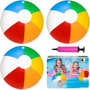 KAL-3 Pièces Ballon De Plage Gonflable, Ballon De Plage Coloré, Ballons De Plage Gonflables Portables, Pour Les Vacances, La Piscine, Les Fêtes, Les Jeux De Plein Air - Neuf