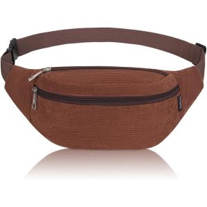 KALANKA-Sac Banane, Sac à la Taille Ceinture de Course Homme Femme Sacoche Banane Réglable pour Cyclisme Gym Balade Escalade Voyage Randonnée Vacances (Brun) - Neuf