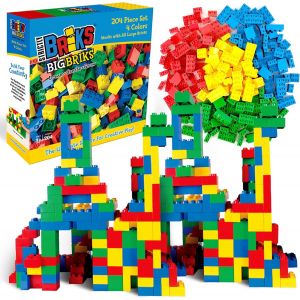 Toy Grands Blocs De Construction Pour Enfants Et Tout-Petits, Jeu De Grosses Briques Pour 3 Ans Et Plus, Bleu, Vert, Rouge Et Jaune, 204 Pi&egrave;ces - Neuf