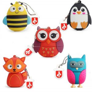 [Lot de 5] Clé USB 16GB U-Disk Mémoire Externe Ordinateur Silicone Animaux Mignons pour Enfants Etudiants Cadeau de Fin d'études (Animaux¿16GB*5pcs) - Neuf