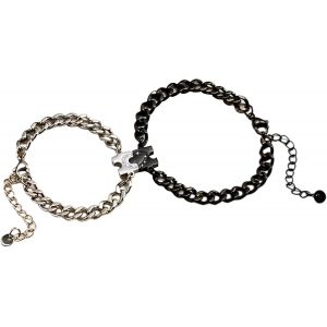 Eryi-Lot De 2 Bracelets Pour Couple Avec Puzzle, Bracelet Puzzle En Acier Inoxydable, Chaîne Gourmette Réglable En Argent Et Noir, Cadeaux Pour Père, Ami, Mari, Eine Grösse, Acier Inoxydable, Pas - Neuf