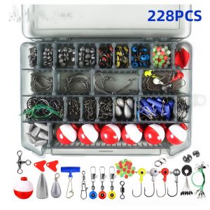 228pcs De Pêche Kit D'accessoires, Y Compris Le Gabarit De Crochets, D'une Balle Basse Casting De Poids, Les Pivots, Les Ruptures, Les Conduire Curseurs Et De Pêche Ensemble Avec Tackle Box. - Neuf