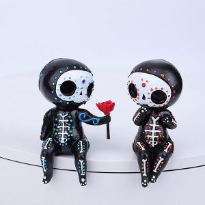 Sucre Crâne Rose Couple Figurine Jusqu'à La Mort Résine Couple Collectionnable Mini Statu Décoratif - Neuf