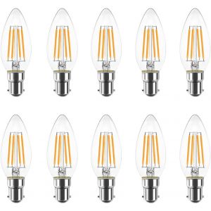 Kaleidoscope-Lot De 10 Ampoules Led À Filament B15, 4 W C35 Petite Ampoule À Baïonnette Équivalente À Une Ampoule À Incandescence De 40 W, 400 Lm, Blanc Chaud 2700 K, Petite Baïonnette, 220¿[Q466] - Neuf