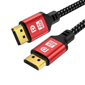 TIANYI-Câble displayport 2,1,DP Câble 2m (16K,10K,8K@60Hz, 4K@144Hz, 2K@240Hz, 40 Gbit/s), pour ordinateur portable TV Gaming Monitor (rouge) - Neuf