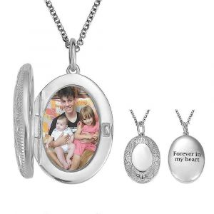 Collier Médaillon Ovale Personnalisé Avec Photo, Pendentif Commémoratif En Argent Sterling 925 - Neuf