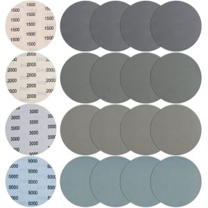 20 Pièces 150mm Papier De Verre Sec À L'eau, Abrasif Rond Grain 1500/2000/3000/5000 Papier A Poncer Disques De Ponçage Polissage Pour Métal Bois - Neuf
