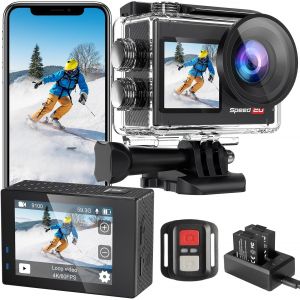 Cam&eacute;ra D'Action 4K Double &Eacute;cran &Eacute;tanche 5K 30 Fps Avec Application Wifi Eis Grand Angle De 170 &deg; - Neuf