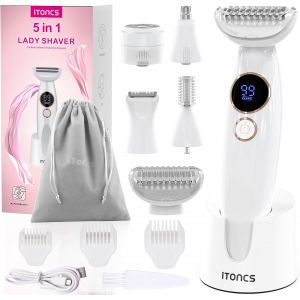 Rasoir &Eacute;lectrique 5 En 1 Pour Femme, &Eacute;tanche Ipx7, Rechargeable, Pour Le Corps, Aisselles, Jambes, Sourcils Et Nez, Avec Recharge Usb - Neuf