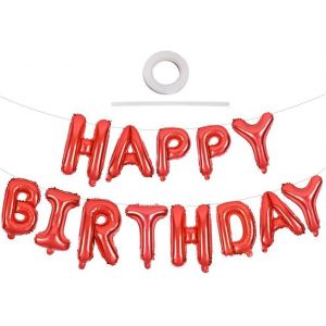 Rouge Happy Birthday Banni&iquest;&iquest;re Ballons en Aluminium,Banderole Joyeux Anniversaire Happy Birthday Lettre d&iquest;&iquest;coration de f&iquest;&ordm;tes d'anniversaire Fournitures Accessoires - Neuf