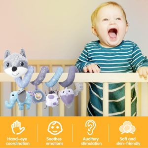 Jouets Pour Siège Auto, Peluche Spirale Renard Gris Pour Bébé - Neuf