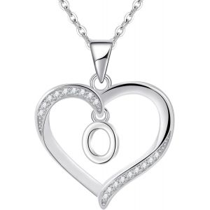 Kal-Pour Femme En Argent Lettre Initiale A-Z Coeur Collier Personnalis&eacute; Pr&eacute;nom Initial Collier Bijoux Femme Argent Cadeau Pour Anniversaire F&ecirc;te Des M&egrave;res Saint Valentin - Neuf