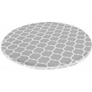 Chenquansarl-1 Nappe Ronde Imperm&eacute;able, Avec Bords &Eacute;lastiques Et Dos En Flanelle, En Pvc R&eacute;sistant &Agrave; L'huile, Pour Salle &Agrave; Manger, Cuisine, Pique-Nique, F&ecirc;te (Gris) - Neuf