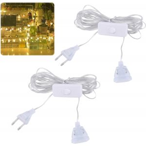 2 Pcs Rallonge Electrique 5m Petite Rallonge Electrique Plate avec Interrupteur 2.5A/220V Fil Électrique Transparent Rallonge de Prise Euro pour Lumière LED Utilisation Extérieure - Neuf