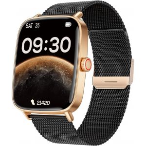 Montre Connect&eacute;e Femme, Montre De Sport Tendance, Montre Running Podometre, Montre Connect&eacute;e Sant&eacute;/Cardio/Sommeil, Smartwatch Compatible Android/Ios, R&eacute;pondre Appels, &Eacute;tanche Ip68, Noir Dor&eacute; - Neuf