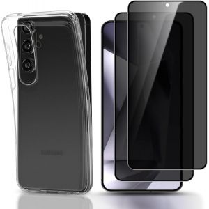 KAL-[2+ Pi&egrave;ces Anti Espion Verre Tremp&eacute; & Tpu Coque Compatible Avec Samsung Galaxy S24 [9H Duret&eacute;] [Anti-Rayure] Protection &Eacute;cran & Transparent Shell Pour Samsung Galaxy S24 - Neuf