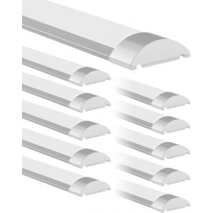 Kal-Réglette Led Étanche 30cm, Plafonnier Extérieur 10w 1200lm Blanc Neutre 4500k, Tube Aluminium Et Pc Pour Bureau, Entrepôt, Garage, Sous-Sol, Atelier - Neuf