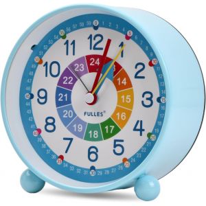 KAL-Réveil De Chevet Silencieux Sans Tic-Tac, Réveil Garçon Et Fille, Réveil De Bureau, Réveil De Voyage, Reveil Enfant Educatif Jour/Nuit, Snooze(Bleu) - Neuf