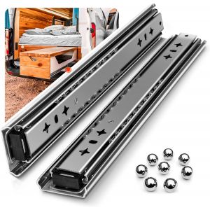 1 paire de glissières de tiroir robustes de 450 mm avec amortisseur, capacité de charge de 120 kg, roulement à billes - Neuf