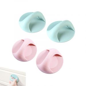 Lot de 4 poignées de porte d'armoire adhésives, bleues et roses - Neuf