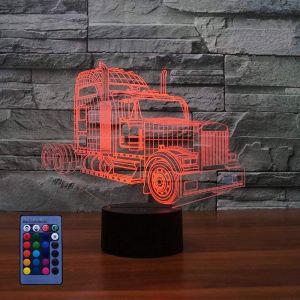 3D Camion Led Lampe Art Déco Lampe Lumières Led Décoration Lumières Contrôle À Distance 7/16 Couleurs Change Alimenté Par Usb Enfants Cadeau Anniversaire Noël Cadeau - Neuf