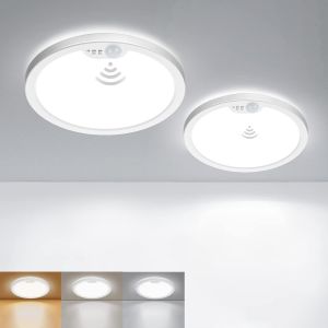 Ulteronixshop-2 Pack Plafonnier Led Detecteur De Mouvement, 18w 1800lm Luminaire &Eacute;clairage De Plafond Blanc Chaud/Neutre/Froid Escalier Salle De Bain Couloir Garage Exterieur Cuisine 22cm - Neuf