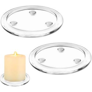 KALANKA-Lot de 2 bougeoirs ronds en verre transparent de 10 cm pour mariage, fête, bougies, cuisine, salle à manger - Neuf