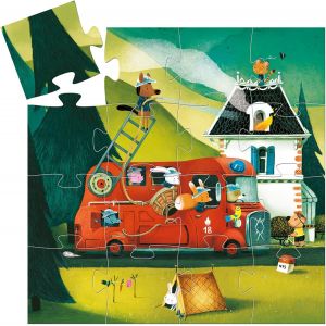 ERYI-Puzzle Carton Camion De Pompier (16 Pièces) - Enfants Dès 3 Ans - Renforce La Dextérité Et La Patience - Qualité Durable - Boîte Camion De Pompier Avec Échelle Pivotante - Idéal Cadeau - Neuf