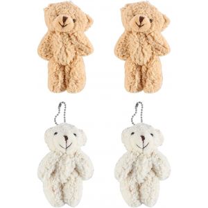 Lbgwp60-Lot De 4 Porte-Clés En Peluche Douce En Forme D'ours En Peluche Pour Bricolage, Fournitures De Fête D'anniversaire - Neuf