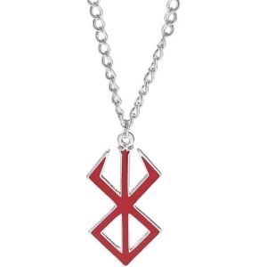 Berserk Collier Amulette Avec Signe Talisman, Collier En Coquille D'?uf Noir, Collier Avec Pendentif En Alliage L&eacute;gende D'&eacute;p&eacute;e, Unisexe, Cadeau De Bijoux Pour Fans De Bandes Dessin&eacute;es (Rouge, M&eacute;tal - Neuf