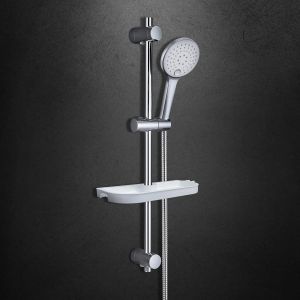 VIOU-Barre De Douche 70 Cm En Acier Inoxy 304 Avec Porte-Savon Et Douchette 3 Jets Barre De Douche Inox Avec Supports De Douche Réglable Murale Solide(Hbd12Cp) - Neuf