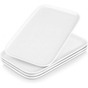Mevronisshop-Assiettes Rectangulaires En Porcelaine, 4 Grandes Assiettes &Agrave; Dessert Rectangulaire 30.7 X 18.5 Cm, Plateau Aperitif Blanches En C&eacute;ramique Pour Repas D&icirc;ner Salon Dessert Sushis, S&eacute;rie Pl - Neuf