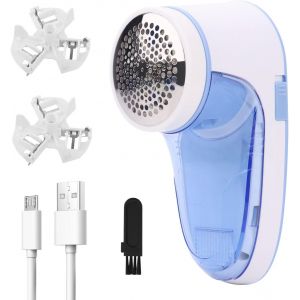 Rasoir Anti-Peluches Portable &Eacute;lectrique Pour Pull Et Laine Avec C&acirc;ble Usb Et 2 Lames De Rechange - Neuf